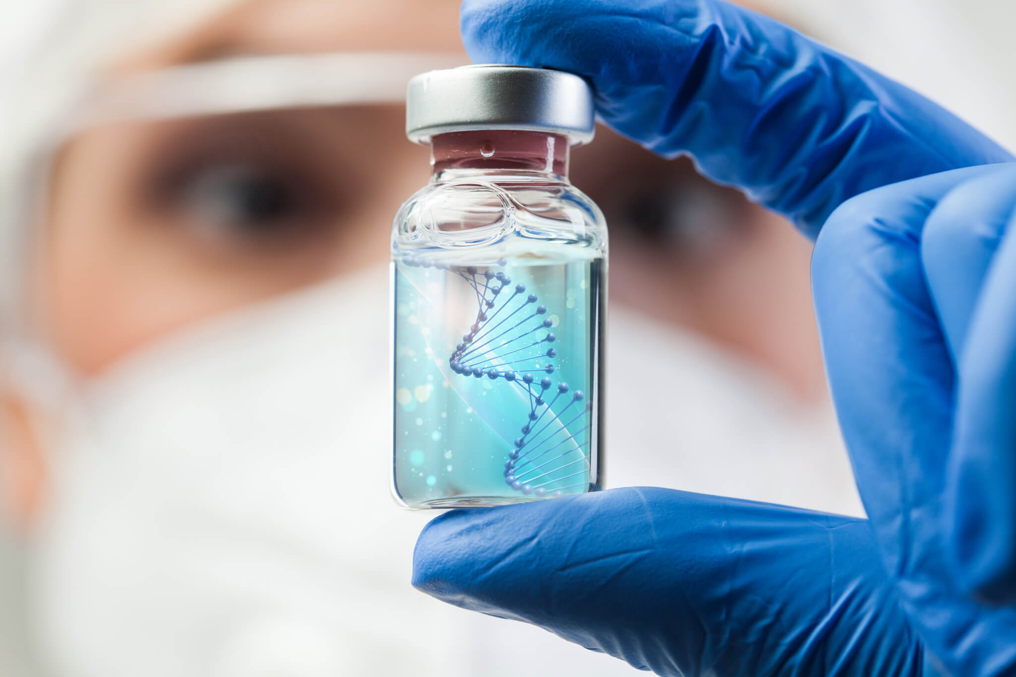 Vial representing AAV gene therapy viral vector manufacturing