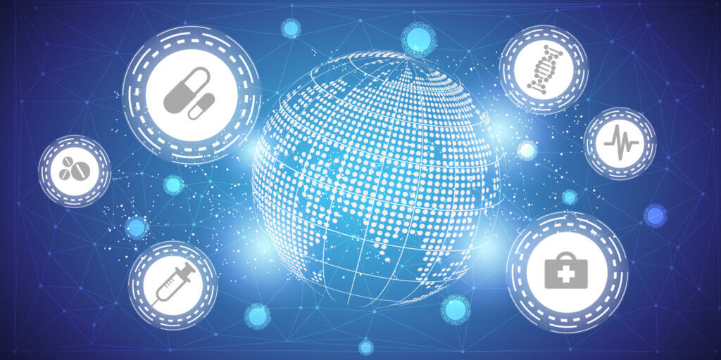Global clinical development network showing India connected to clinical sites, hospitals, laboratories, data systems, and regulatory pathways for scalable global clinical trials.